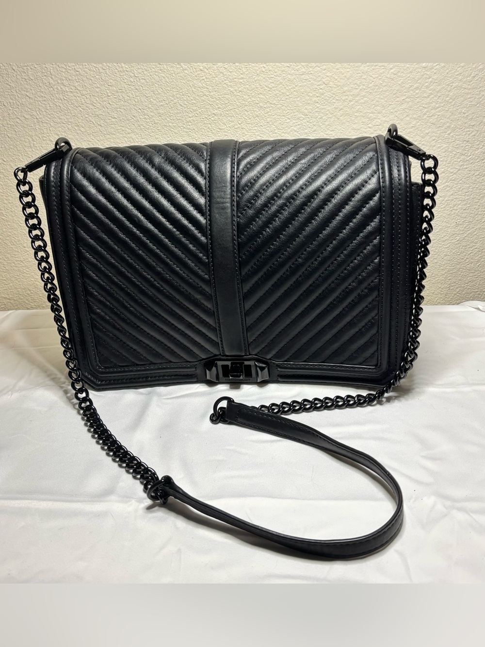 Rebecca Minkoff Black Quilted Chevron Crossbody Bag